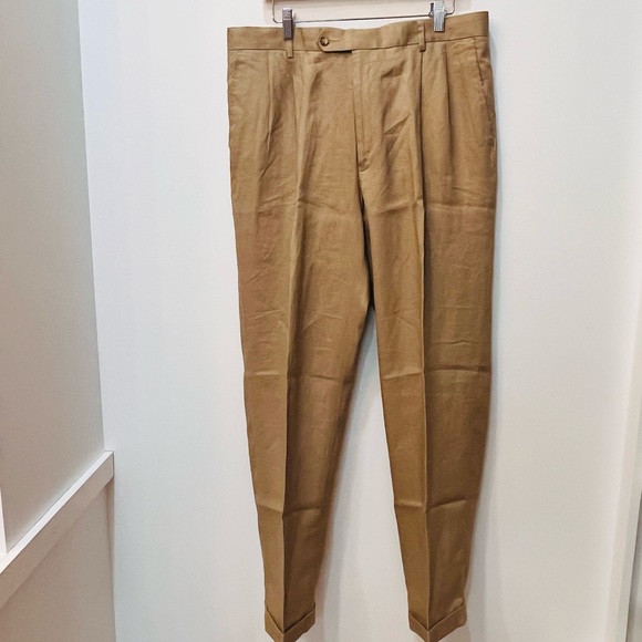 Men’s joseph and feiss 100% linen khaki pants size 37 - Picture 2 of 9
